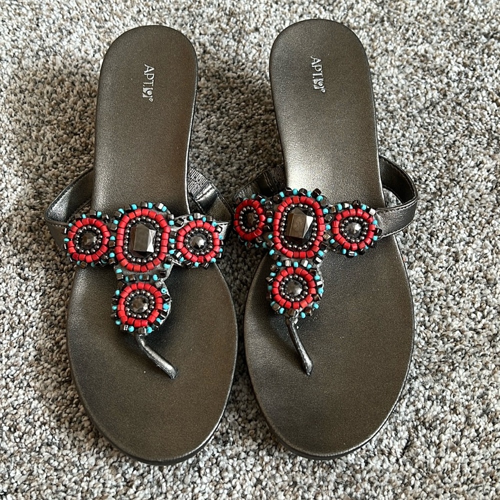 Apt. 9 beaded wedge sandals